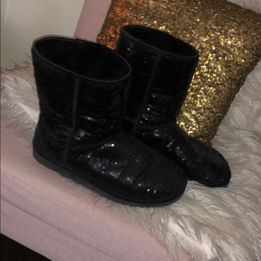Black sequin classic short UGG boots
